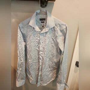 Calvin Klein Slim Fit Spread Collar Dress Shirt, Blue Pinstripe